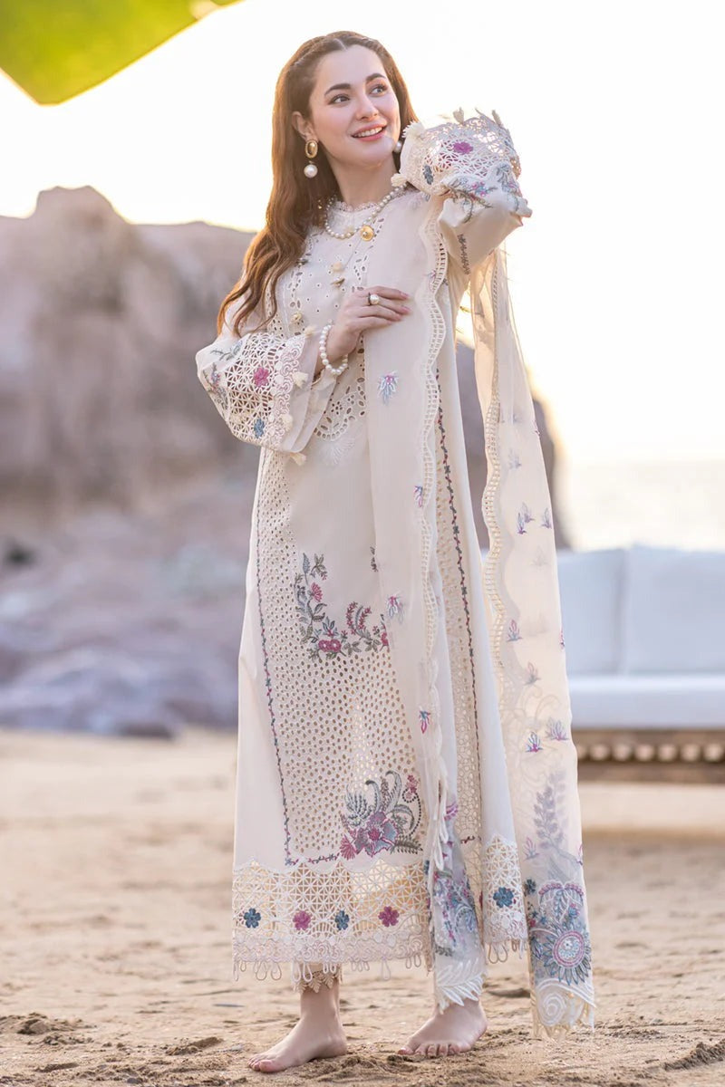 QALAMKAR - 3 PIECE CHIKANKARI EMBROIDERED LAWN SUIT UNSTITCHED BW997 - Brands Wear