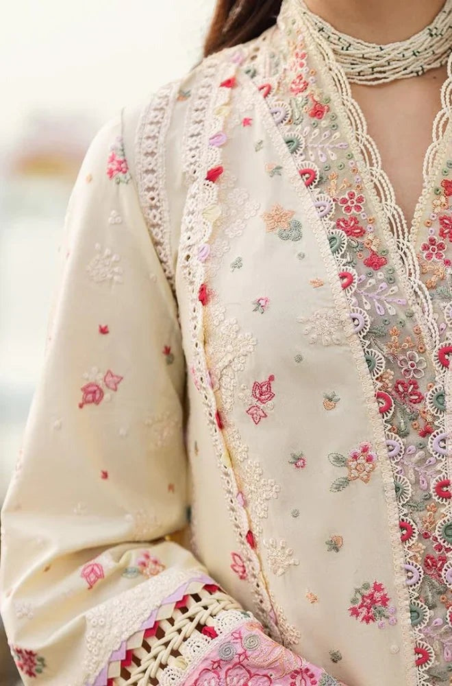 QALAMKAR - 3 PIECE UNSTITCHED LAWN EMBROIDERED CHICKENKARI BW1052 - Brands Wear