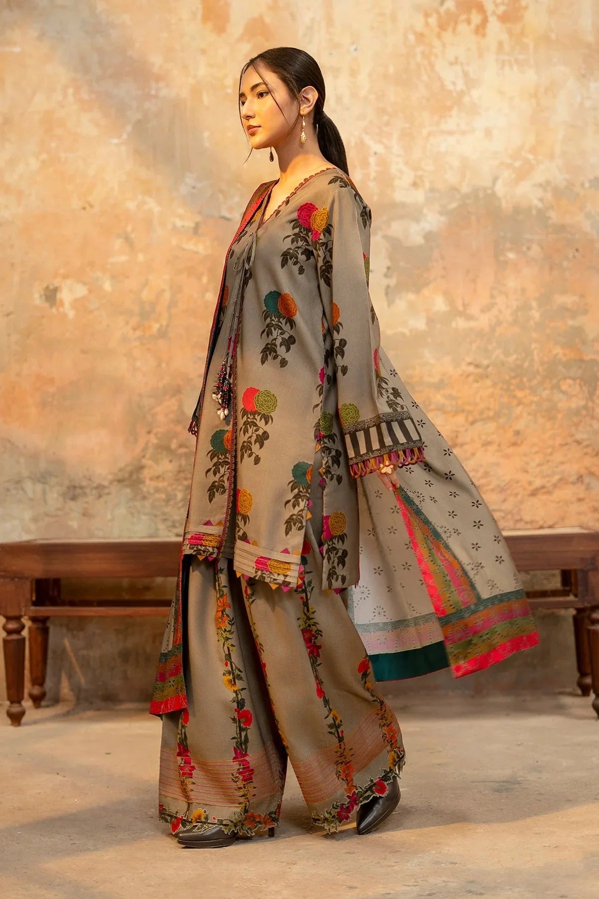 Charizma- Winter 3PC Linen Bana Dora Digital Print Dress 2078