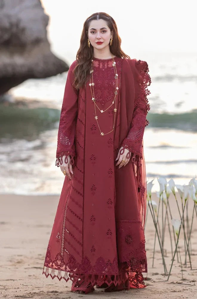 QALAMKAR - 3 PIECE UNSTITCHED LAWN EMBROIDERED CHIKANKARI BW1049 - Brands Wear