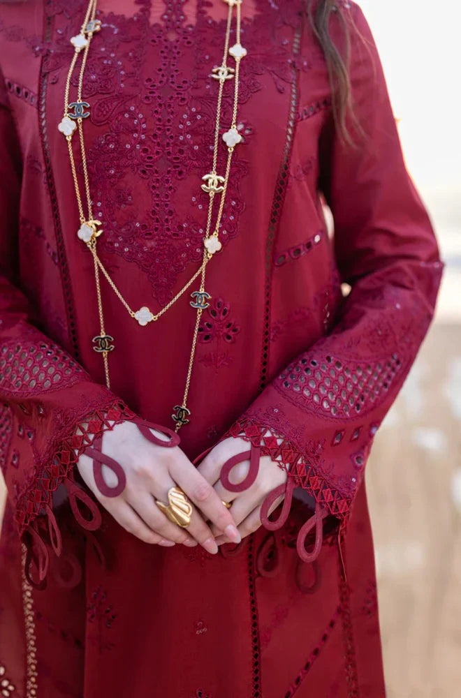 QALAMKAR - 3 PIECE UNSTITCHED LAWN EMBROIDERED CHIKANKARI BW1049 - Brands Wear