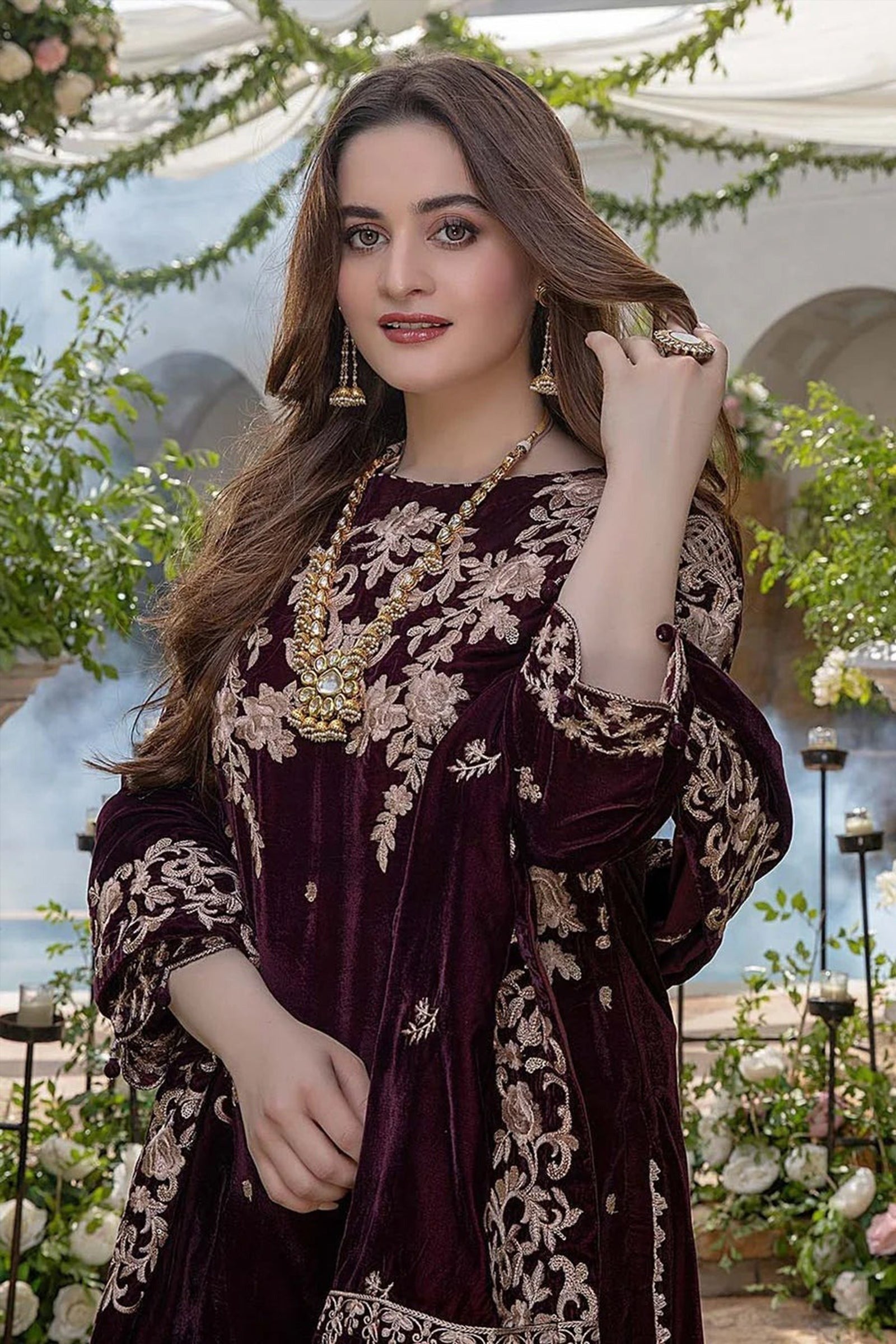 3 PIECE UNSTITCHED EMBROIDERED VELVET DRESS BW401 - Brands Wear