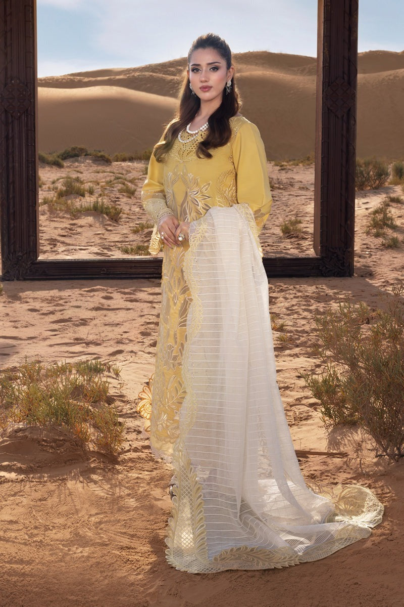 RANG RASIYA - 3 PIECE LAWN EMBROIDERED SHIRT WITH NET EMBROIDERED DUPATTA BW2031 - Brands Wear