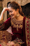 3 PIECE UNSTITCHED EMBROIDERED VELVET DRESS BW556 - Brands Wear