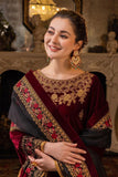 3 PIECE UNSTITCHED EMBROIDERED VELVET DRESS BW556 - Brands Wear