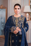 3 PIECE UNSTITCHED EMBROIDERED VELVET DRESS BW607 - Brands Wear