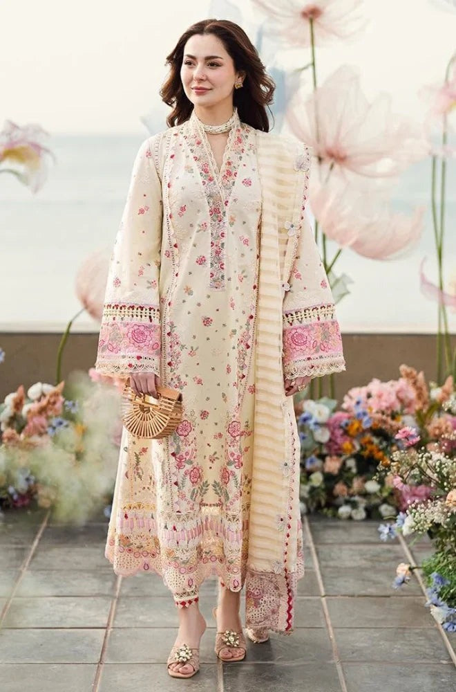 QALAMKAR - 3 PIECE UNSTITCHED LAWN EMBROIDERED CHICKENKARI BW1052 - Brands Wear