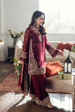 Azure3 Piece Unstitched Embroidered Shirt With Chiffon Embroidered Shawl Bw2089