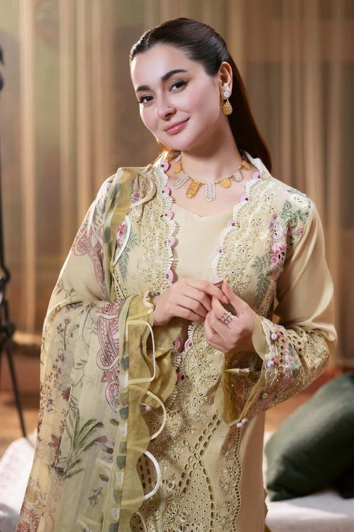 JADE - 3 PIECE LAWN CHIKANKARI EMBROIDERY SHIRT WITH CHIFFON PRINTED DUPATTA BW2028 - Brands Wear