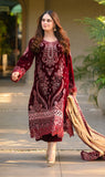 3 PIECE UNSTITCHED EMBROIDERED VELVET DRESS BW1240 - Brands Wear