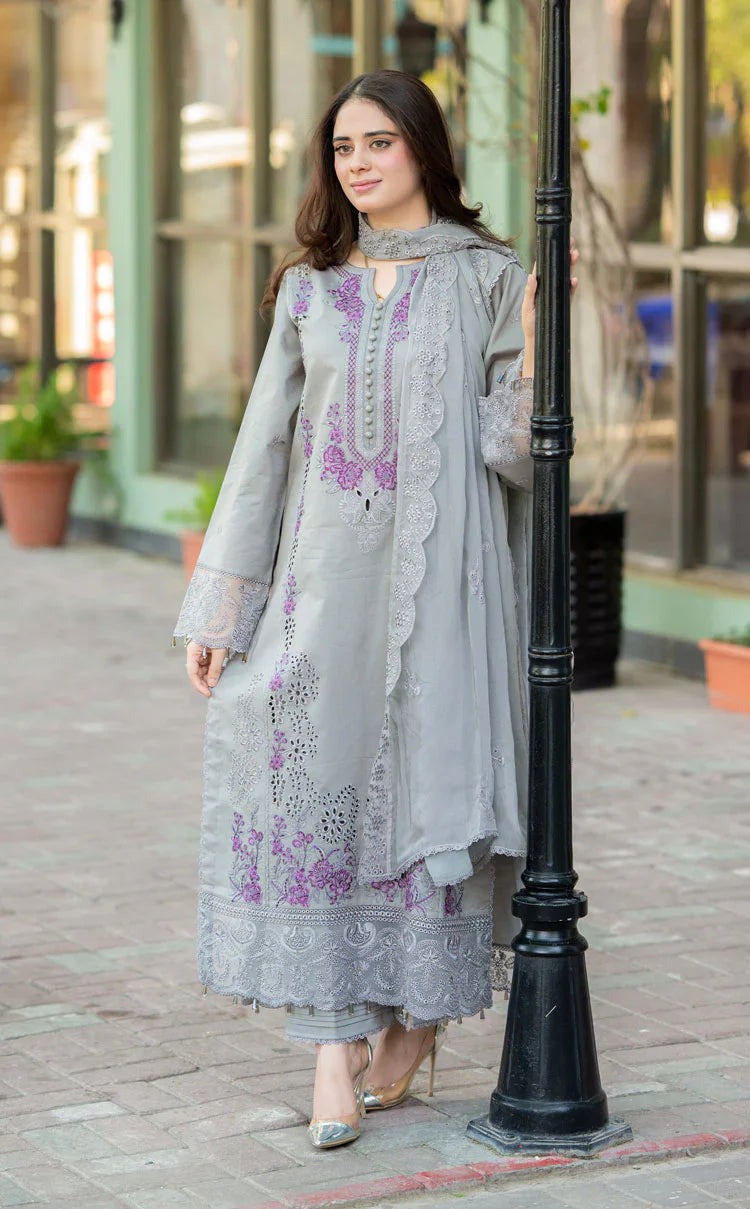 MUSHQ - 3 PIECE LAWN CHIKANKARI EMBROIDERED SUIT UNSTITCHED BW1047 - Brands Wear
