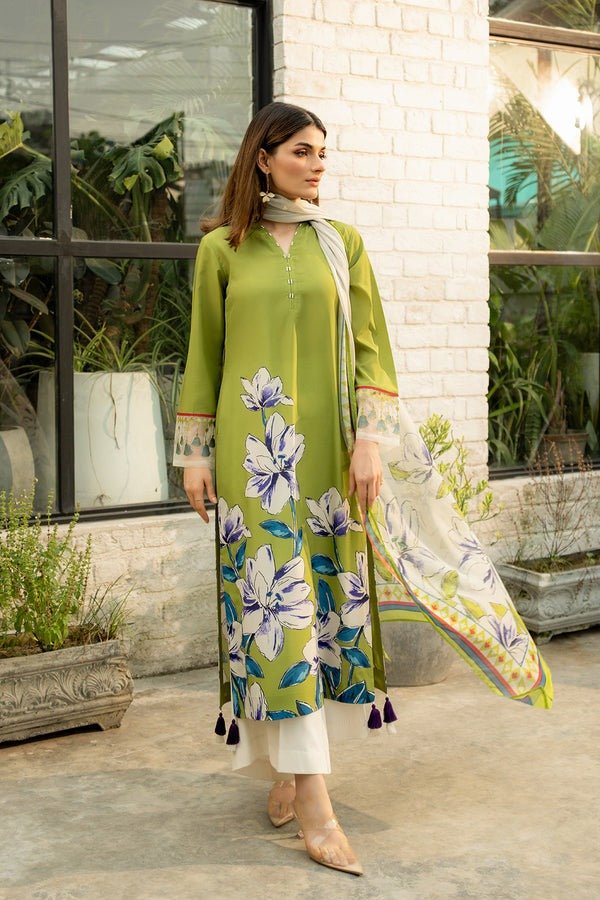 LULUSAR - 3 PIECE WINTER UNSTITCHED SHAMOZ SILK FABRIC in FLORAL PRINT BW829 - Brands Wear