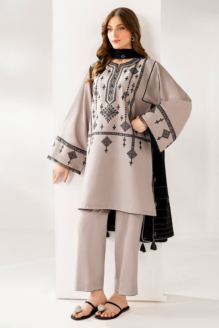 JAZMIN - 3 PIECE LAWN EMBROIDERED SHIRT WITH LAWN EMBROIDERED SHAWL BW2022 - Brands Wear