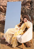 Lawn embroidered shirt and dupatta set by Brands Wear, featuring chikankari embroidery on fabric with organza accents.