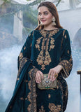 3 PIECE UNSTITCHED EMBROIDERED VELVET DRESS BW402 - Brands Wear
