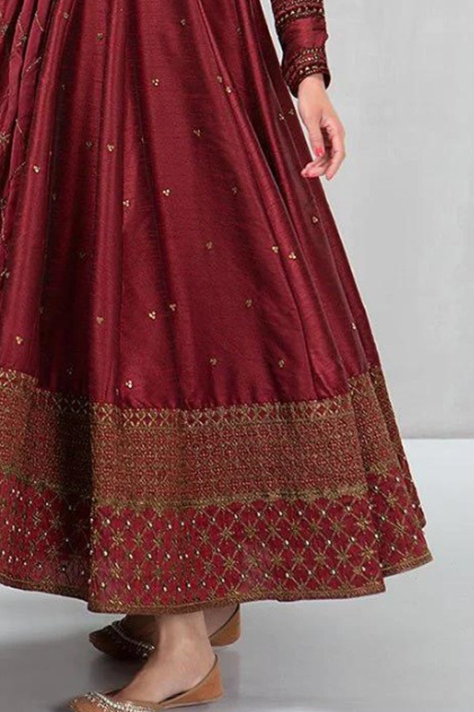 MARIA. B - 3 PIECE WINTER UNSTITCHED SHAMOZ SILK FROCK STYLE EMBROIDERED SUIT BW099 - Brands Wear