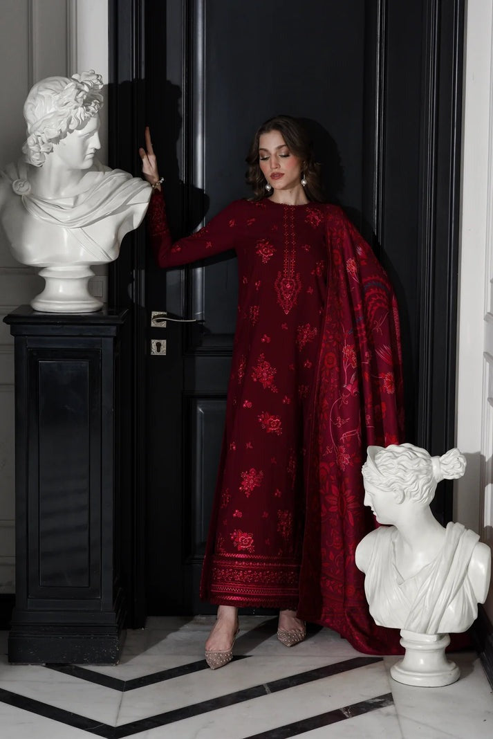 Three-piece embroidered lawn suit from Brands Wear's Batik Summer collection, featuring intricate embroidery on lightweight fabric.