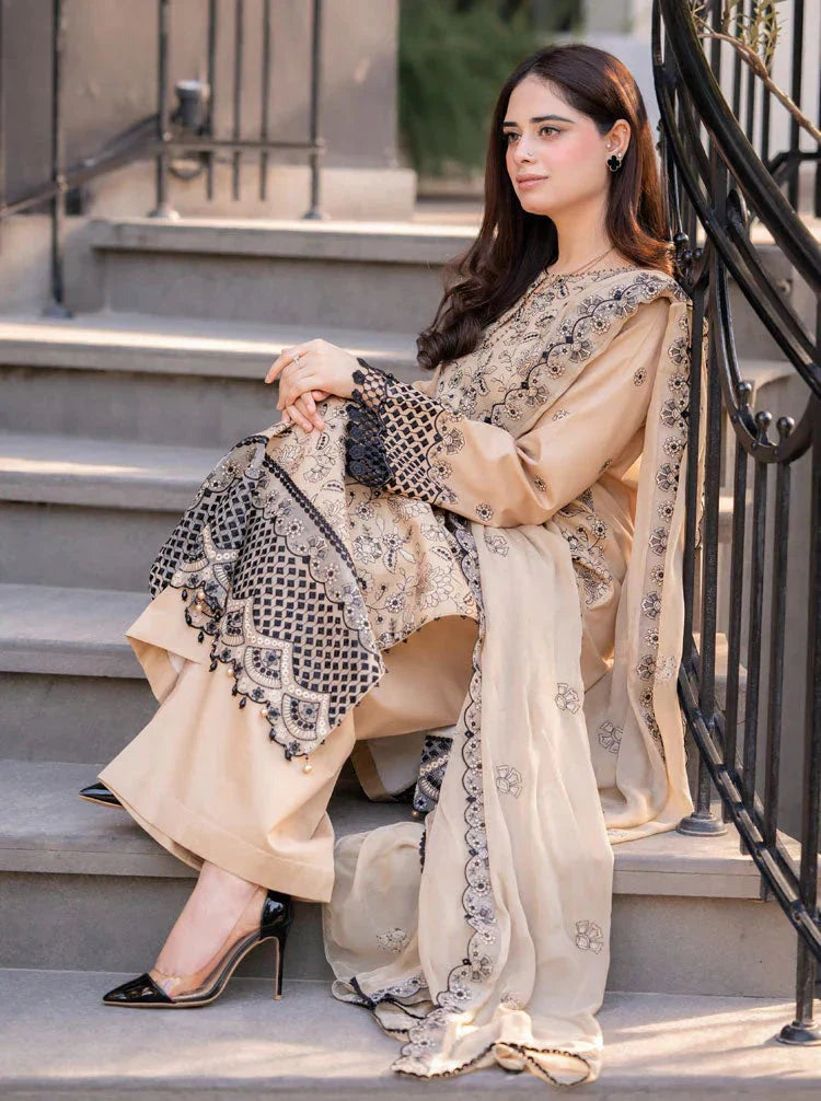 LIBAS - 3PC LAWN EMBROIDERED UNSTITCHED DRESS UNSTITCHED BW1270 - Brands Wear