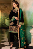3 PIECE UNSTITCHED EMBROIDERED VELVET DRESS BW551 - Brands Wear