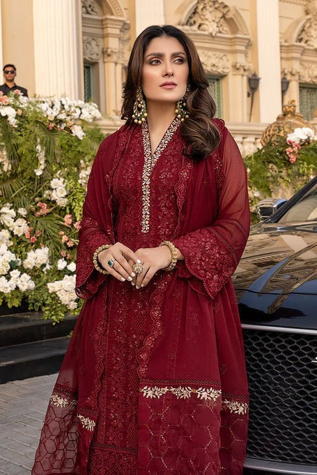 AZURE- 3 PIECE LAWN EMBROIDERED SHIRT WITH CHIFFON EMBROIDERED DUPATTA BW733 - Brands Wear