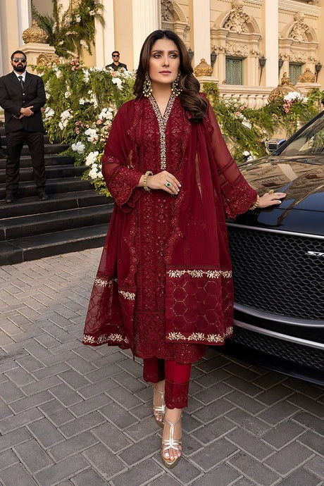 AZURE- 3 PIECE LAWN EMBROIDERED SHIRT WITH CHIFFON EMBROIDERED DUPATTA BW733 - Brands Wear