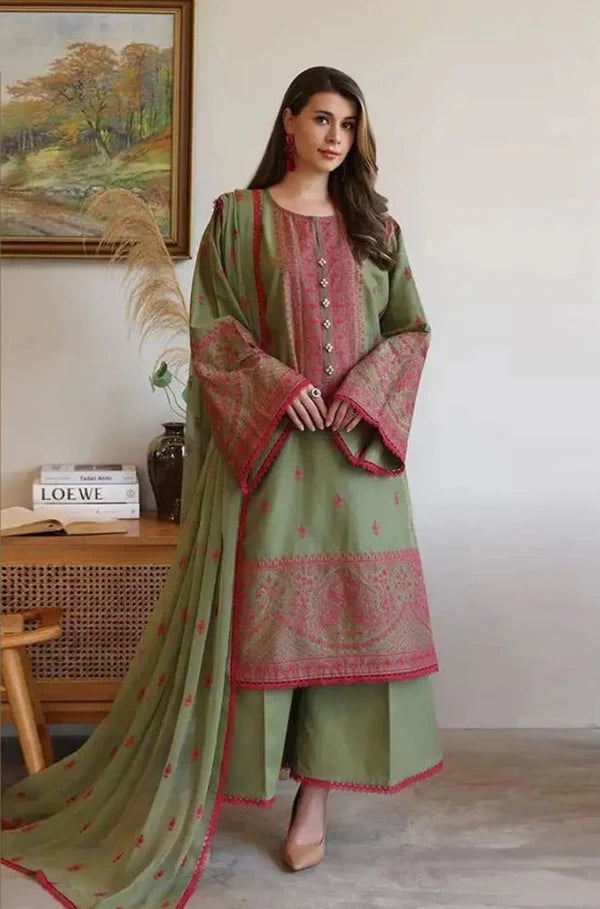 BAREEZE -3 PIECE LAWN EMBROIDERED SHIRT WITH CHIFFON DUPATTA BW2020