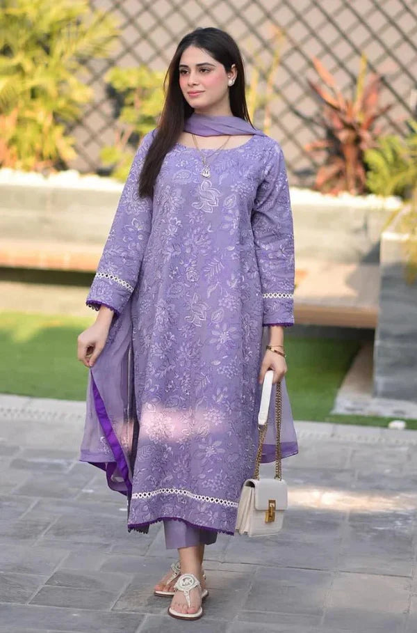 BAREEZE -SUMMER EMBROIDED 3PC LAWN BW2045