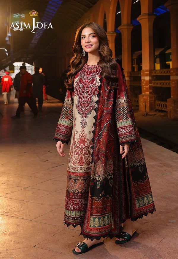 Asim Jofa - Winter 3PC Linen Bana Dora Digital Print Dress 2099