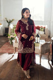 Azure3 Piece Unstitched Embroidered Shirt With Chiffon Embroidered Shawl Bw2089