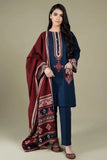 3PC EMBROIDERED LINEN SUIT Wool Printed Shawl BW2093