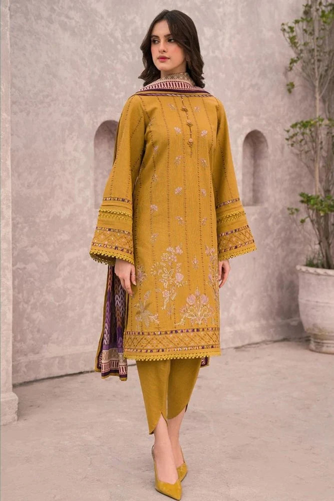 Jazmin 3 Piece Embroidered Dhanak Unstitched Dress Bw1354