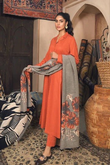 Winter Unstitched 3Pc Dhanak Dress With Digital Printed Dhanak Shawl BW2097