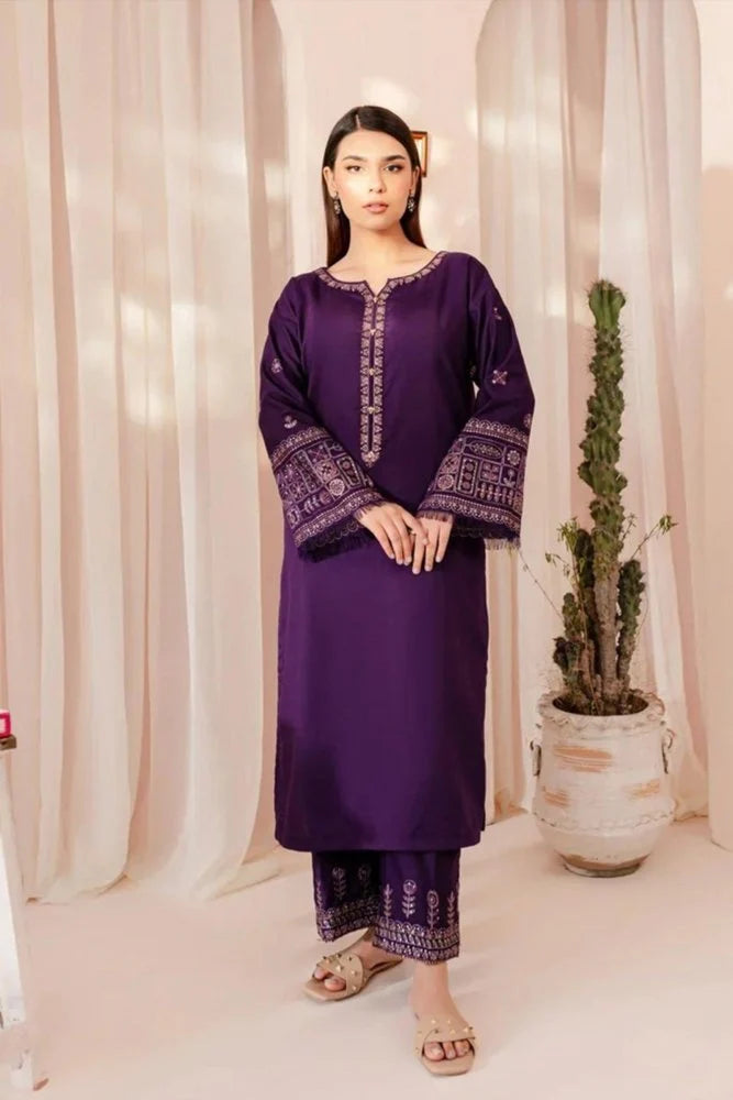 2PC EMBROIDERED DHANAK SUIT BW2098